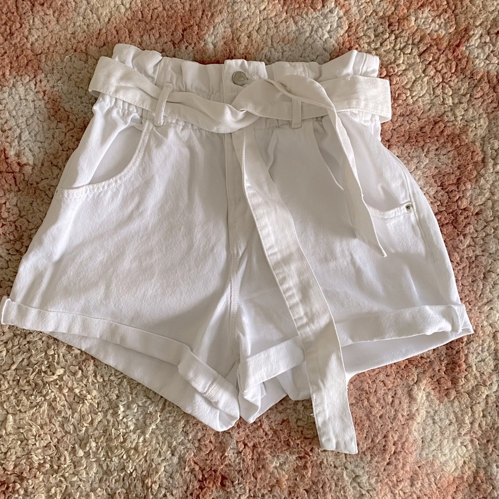 White High-Rise Jean Shorts